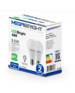 Pack 2 Amp. Led Bright A60 Bulbo 9.5w/6400k E-27 Megabright