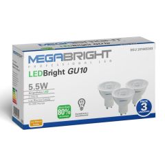 Pack X 3 Amp. Led Megabright Par16 5.5w/3000k Gu-10 