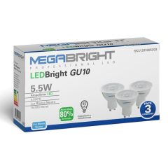 Pack X 3 Amp. Led Megabright Par16 5.5w/4000k Gu-10 