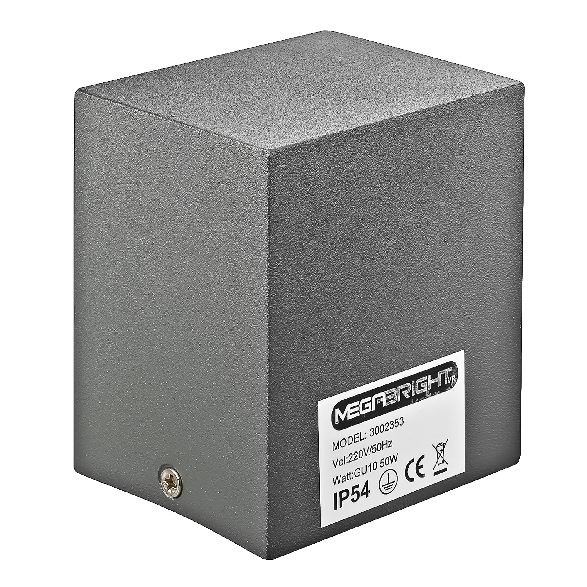 APLIQUE EXT. RECTANG. LUZ DIR. 1xGU-10  IP54 GRAFITO MATE