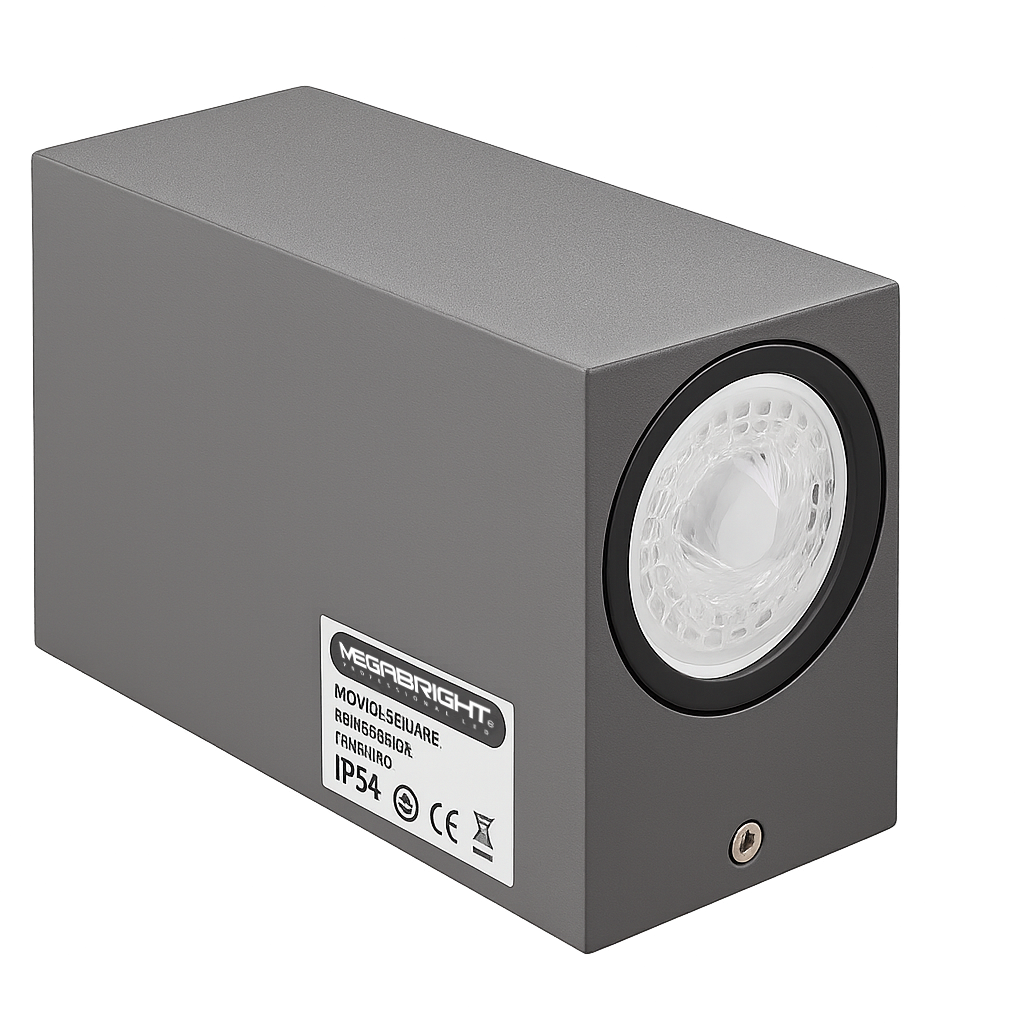 APLIQUE EXT. RECT. LUZ DIR/IND.2xGU-10  IP54 GRAFITO MATE